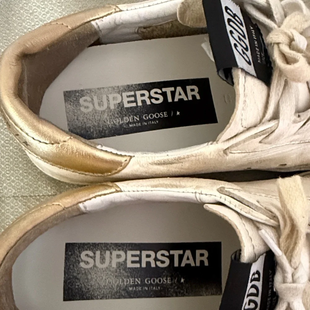 Golden Goose White and Gold Sneakers - Size 38 - Picture 8 of 13